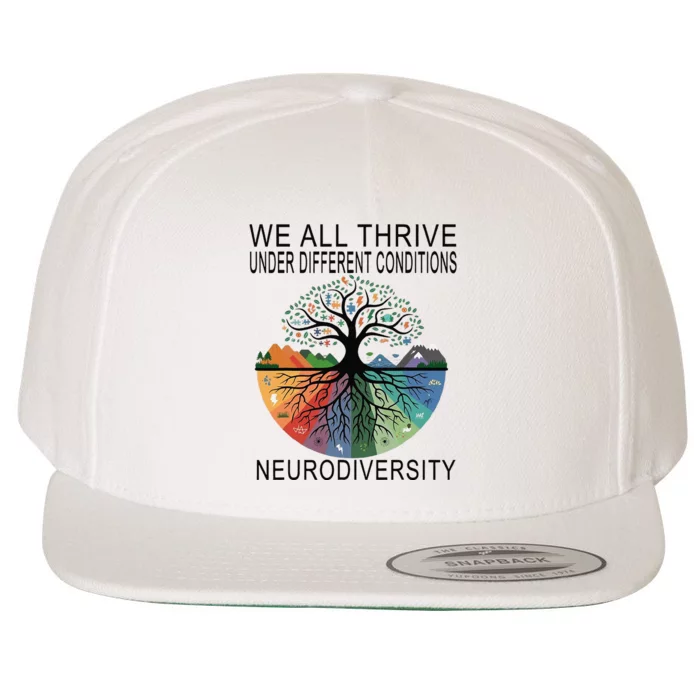 Cute We All Thrive Under Different Conditions Neurodiversity Wool Snapback Cap