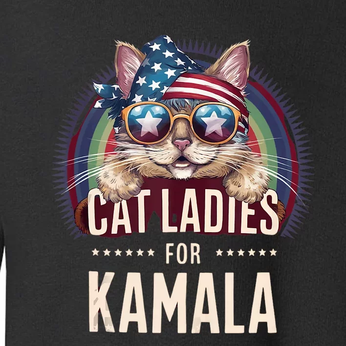 Cat With American Flag Bandana Cat Ladies For Kamala Toddler Sweatshirt