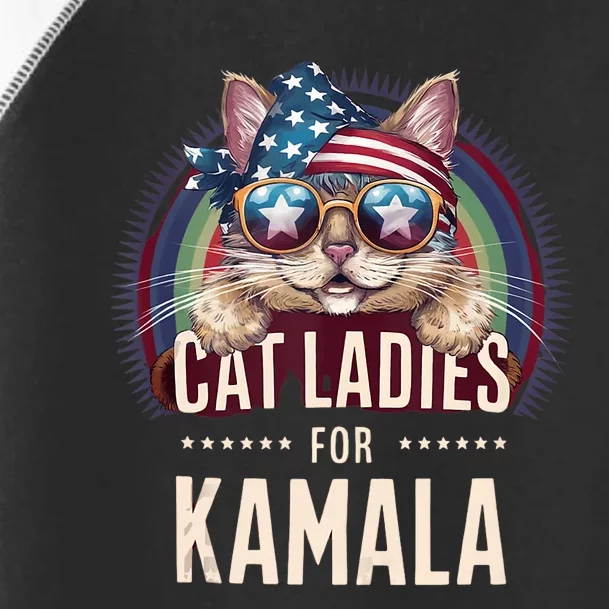 Cat With American Flag Bandana Cat Ladies For Kamala Toddler Fine Jersey T-Shirt