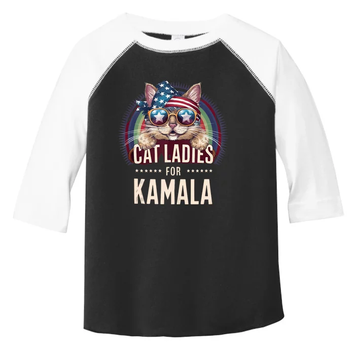 Cat With American Flag Bandana Cat Ladies For Kamala Toddler Fine Jersey T-Shirt