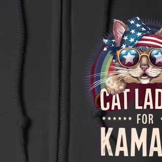 Cat With American Flag Bandana Cat Ladies For Kamala Full Zip Hoodie