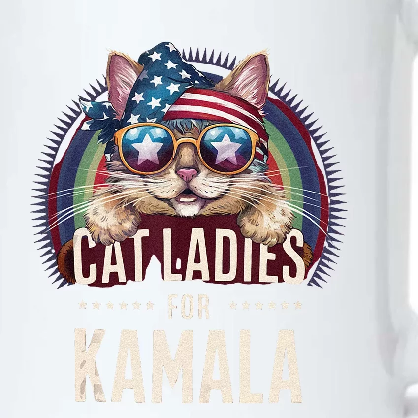 Cat With American Flag Bandana Cat Ladies For Kamala Gift Black Color Changing Mug