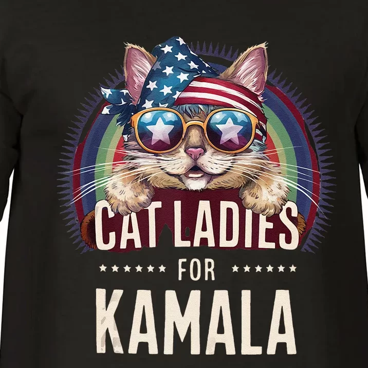 Cat With American Flag Bandana Cat Ladies For Kamala Gift Comfort Colors T-Shirt