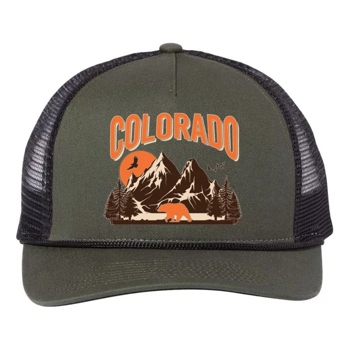 Colorado Wilderness Bear Mountains Retro Rope Trucker Hat Cap