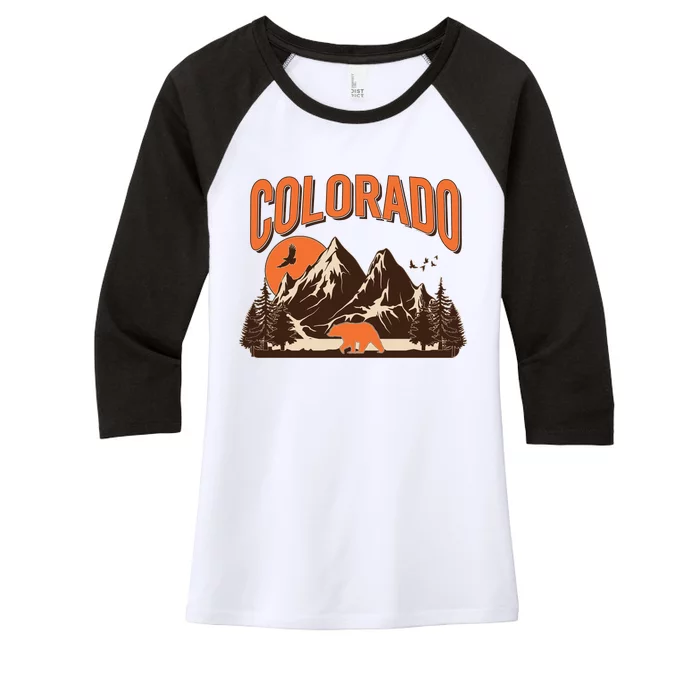 Colorado Wilderness Bear Mountains Women's Tri-Blend 3/4-Sleeve Raglan Shirt