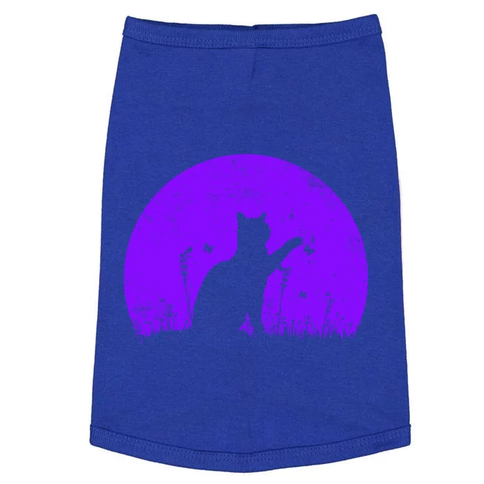 Cat With Butterfly Purple Sunset Gift Doggie Tank