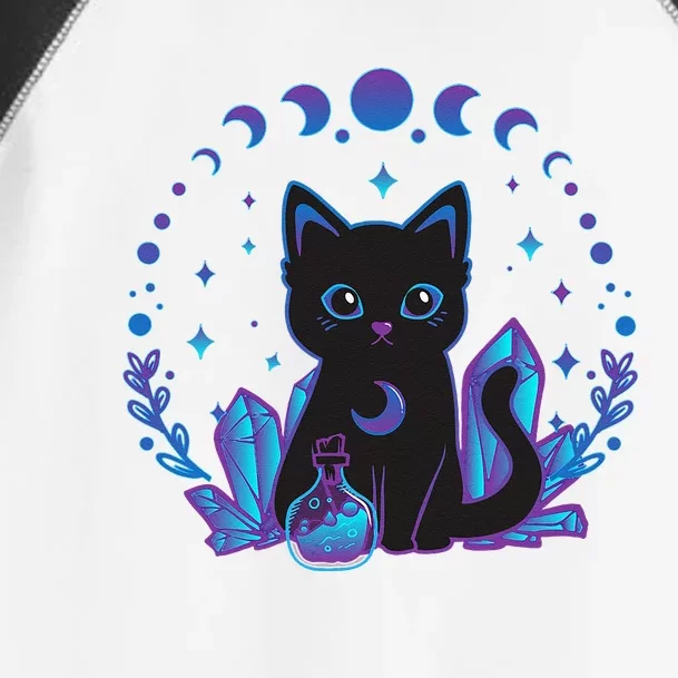 Cute Witchy Black Cat Crystal Alchemy Kawaii Pastel Goth Toddler Fine Jersey T-Shirt