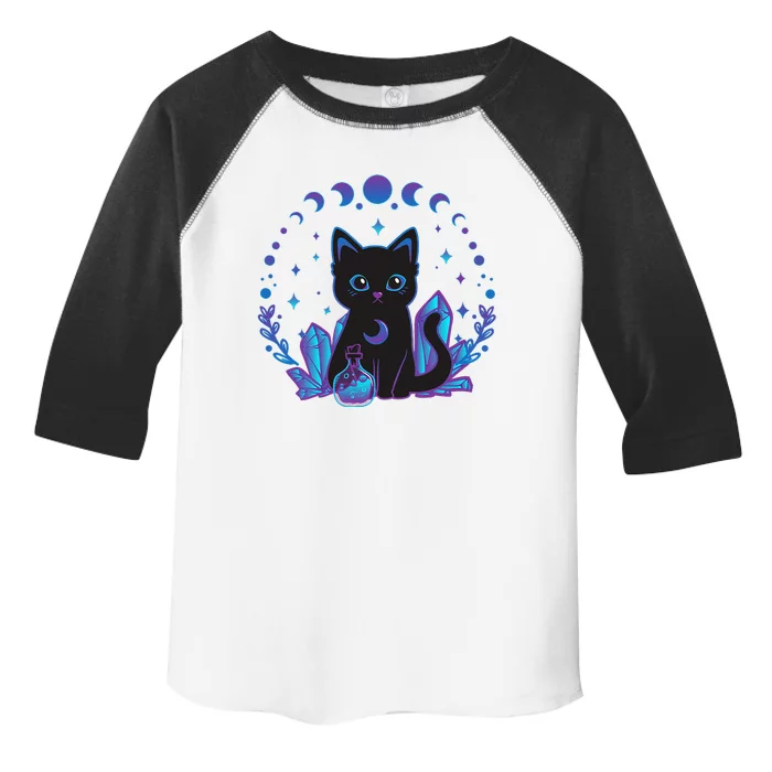 Cute Witchy Black Cat Crystal Alchemy Kawaii Pastel Goth Toddler Fine Jersey T-Shirt