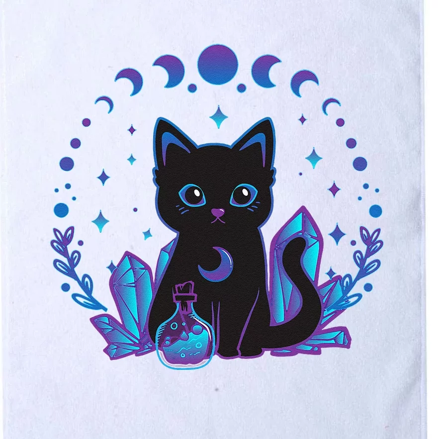 Cute Witchy Black Cat Crystal Alchemy Kawaii Pastel Goth Platinum Collection Golf Towel