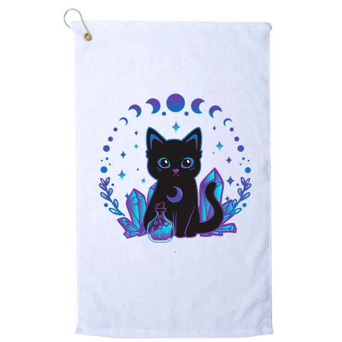 Cute Witchy Black Cat Crystal Alchemy Kawaii Pastel Goth Platinum Collection Golf Towel