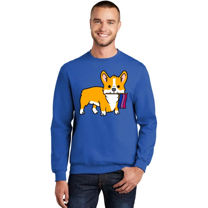 Corgi With Bisexual Pride Flag Great Gift Tall Sweatshirt