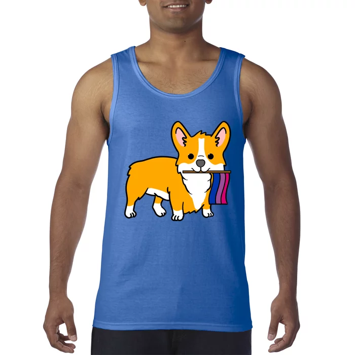 Corgi With Bisexual Pride Flag Great Gift Tank Top