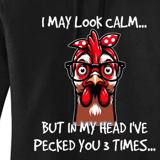 Chicken With Bandana Headband Glasses Funny For Women Women's Pullover Hoodie