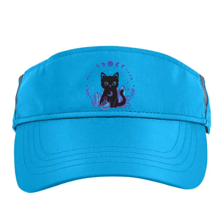 Cute Witchy Black Cat Crystal Alchemy Kawaii Pastel Goth Adult Drive Performance Visor