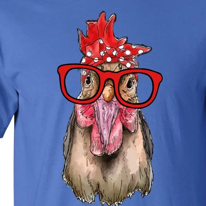 Chicken With Bandana Headband And Glasses Cool Chickens Gift Tall T-Shirt