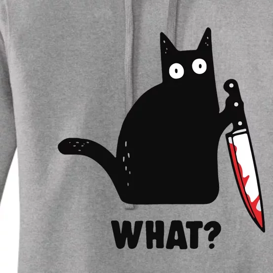 Cat What Black Cat Murderous Cat With Knife Women's Pullover Hoodie