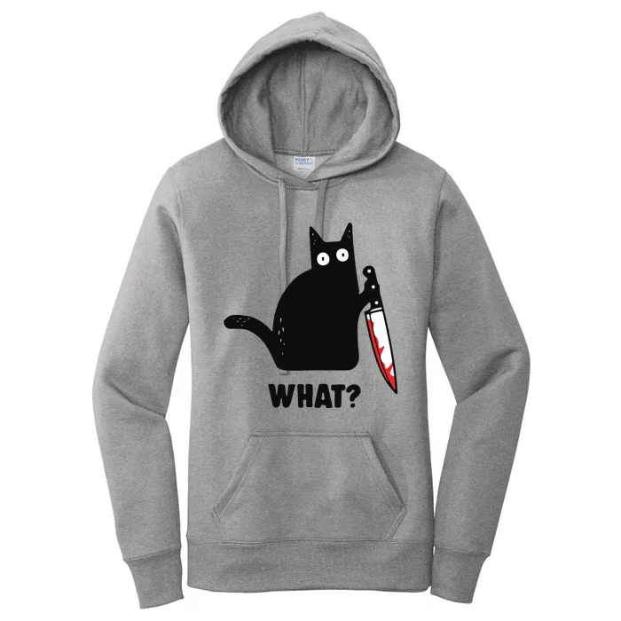 Cat What Black Cat Murderous Cat With Knife Women's Pullover Hoodie