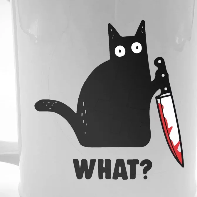 Cat What Black Cat Murderous Cat With Knife Front & Back Beer Stein