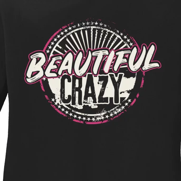 Crazy Wo Beautiful Country Music Girl Design Idea Ladies Long Sleeve Shirt