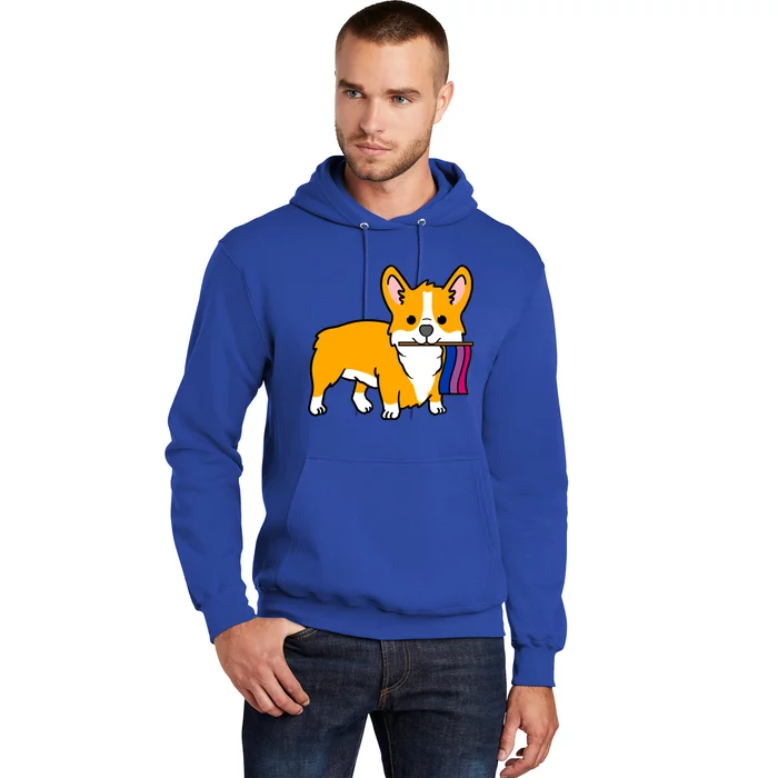 Corgi With Bisexual Pride Flag Gift Hoodie