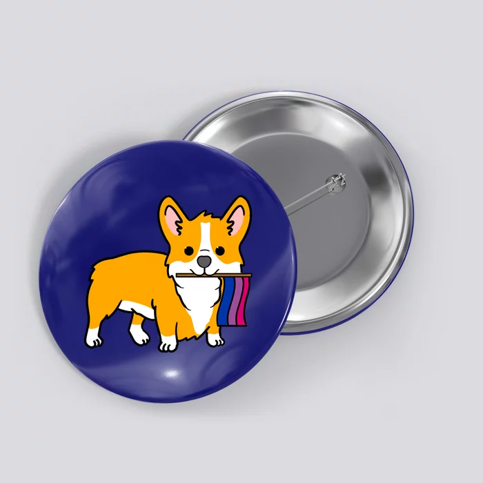 Corgi With Bisexual Pride Flag Gift Button