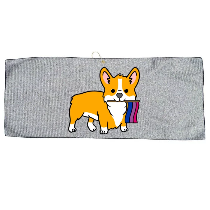 Corgi With Bisexual Pride Flag Gift Large Microfiber Waffle Golf Towel