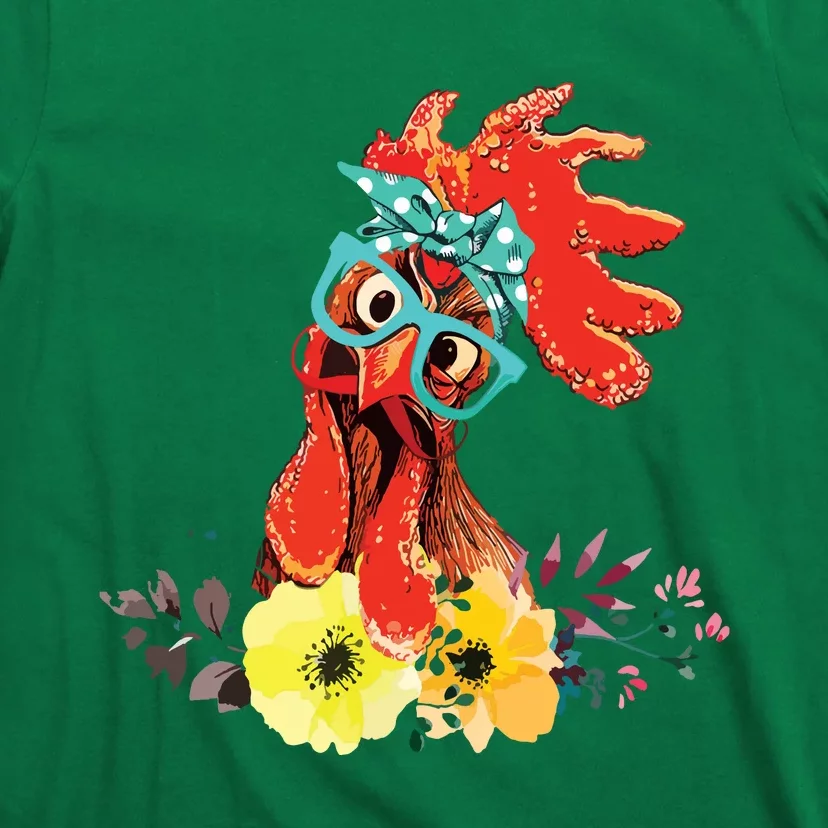 Chicken With Bandana Headband And Glasses Cute T-Shirt