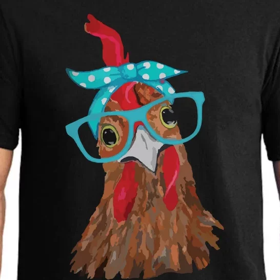 Chicken With Bandana Headband And Glasses Cute Pajama Set