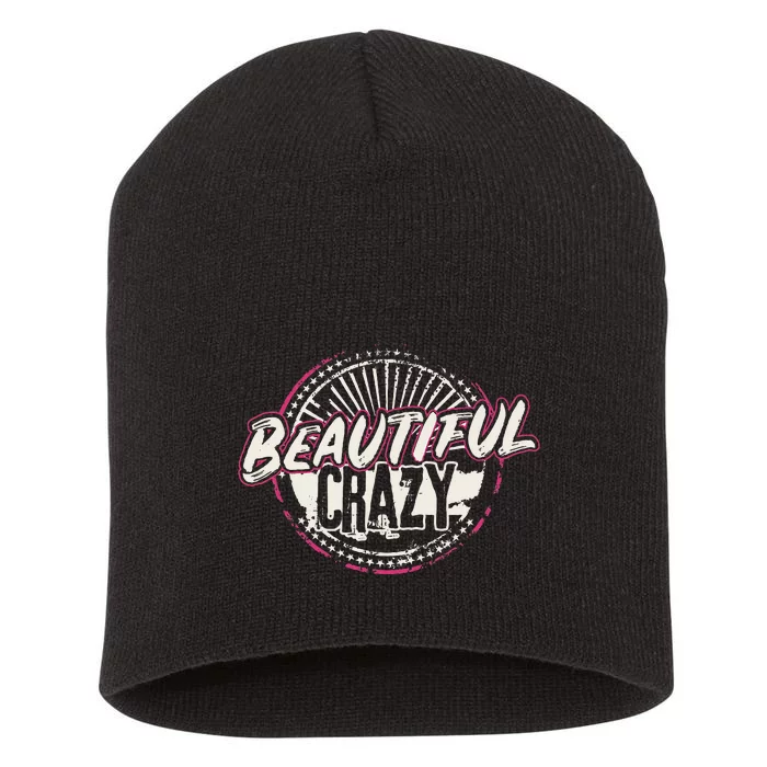 Crazy Women Beautiful Country Music Girl Design Idea Short Acrylic Beanie