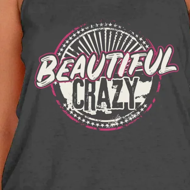 Crazy Wo Beautiful Country Music Girl Design Idea Women's Knotted Racerback Tank