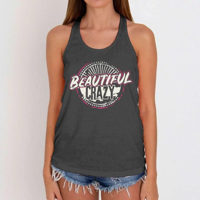 Crazy Wo Beautiful Country Music Girl Design Idea Women's Knotted Racerback Tank