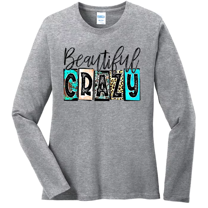 Crazy Women Beautiful Country Music Girl Western Leopard Ladies Long Sleeve Shirt