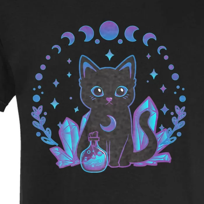 Cute Witchy Black Cat Crystal Alchemy Kawaii Pastel Goth Garment-Dyed Heavyweight T-Shirt