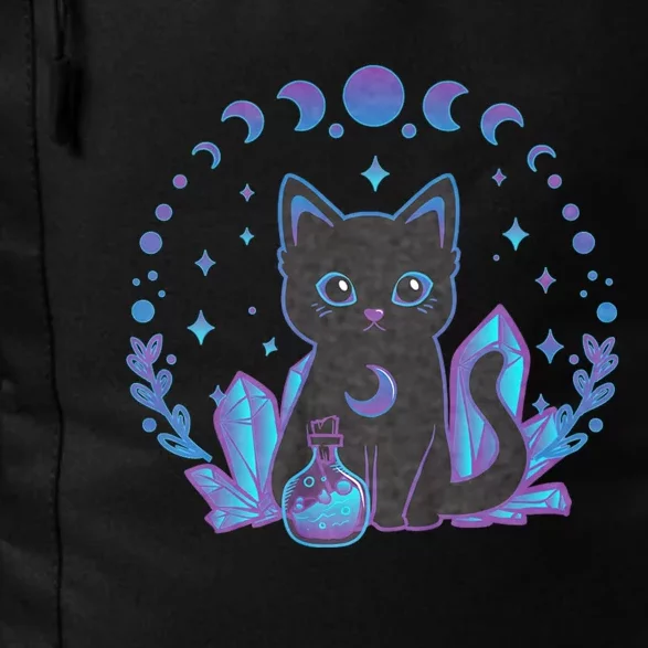 Cute Witchy Black Cat Crystal Alchemy Kawaii Pastel Goth Daily Commute Backpack