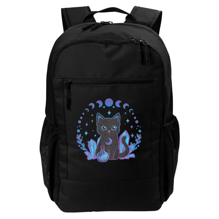 Cute Witchy Black Cat Crystal Alchemy Kawaii Pastel Goth Daily Commute Backpack