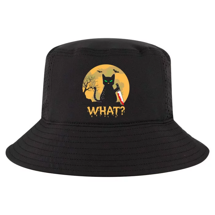 Cat What? Black Cat With Knife Halloween Costume Cool Comfort Performance Bucket Hat