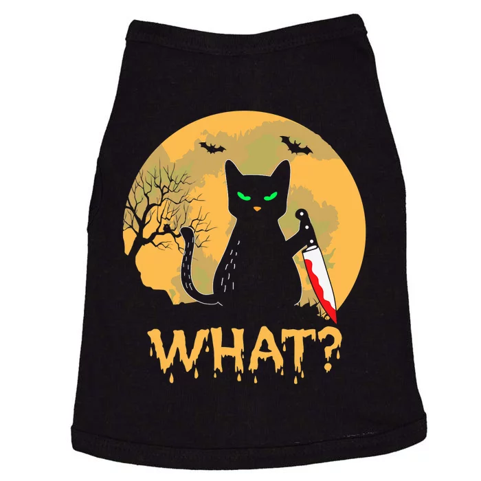 Cat What? Black Cat With Knife Halloween Costume Doggie Tank