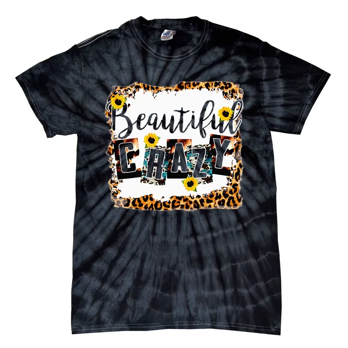 Crazy Women Beautiful Country Music Girl Western Leopard Tie-Dye T-Shirt