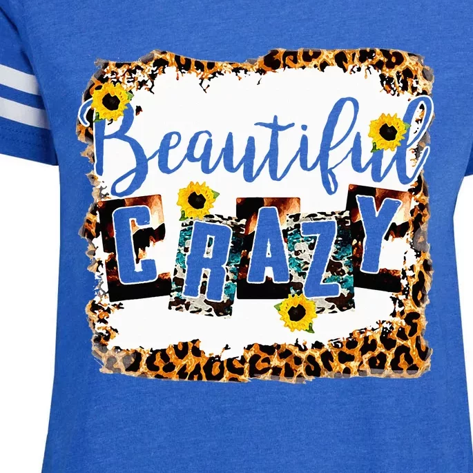 Crazy Women Beautiful Country Music Girl Western Leopard Enza Ladies Jersey Football T-Shirt