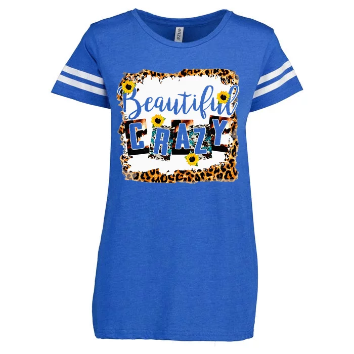 Crazy Women Beautiful Country Music Girl Western Leopard Enza Ladies Jersey Football T-Shirt