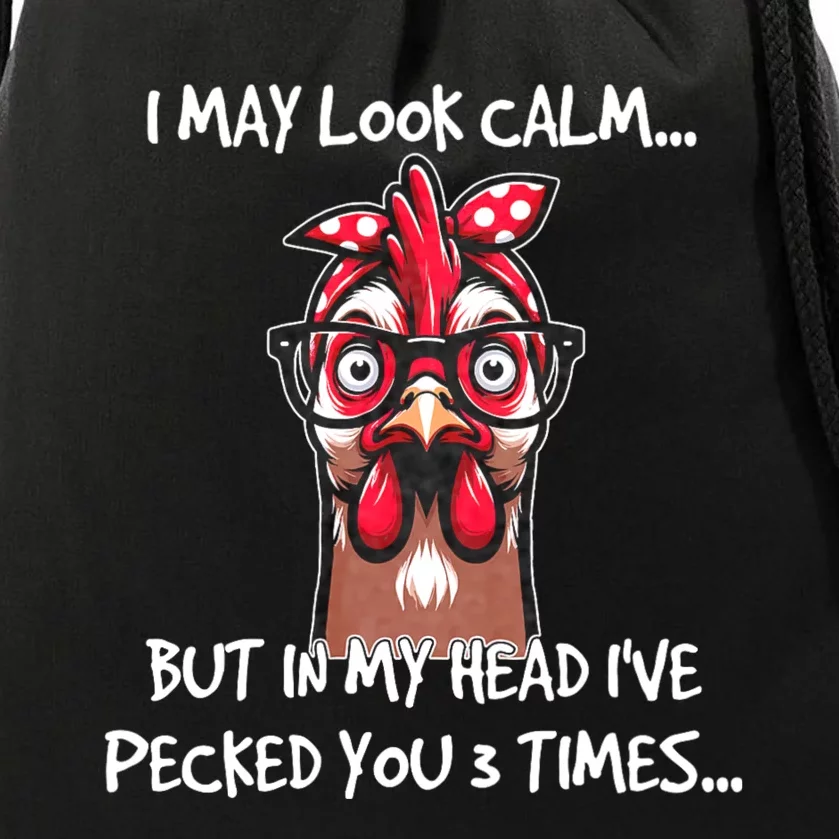 Chicken With Bandana Headband Glasses Funny Drawstring Bag