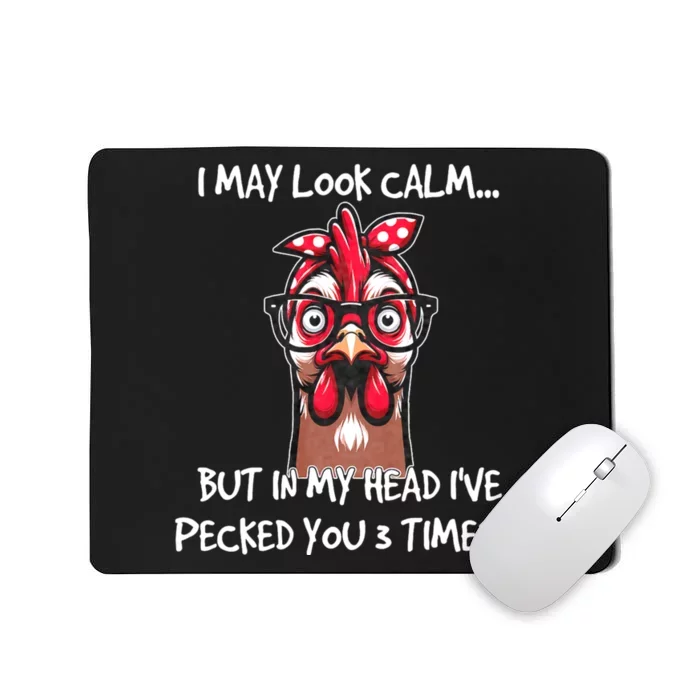 Chicken With Bandana Headband Glasses Funny Mousepad