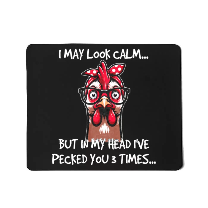 Chicken With Bandana Headband Glasses Funny Mousepad