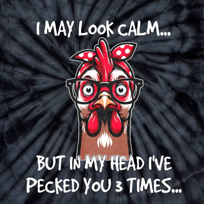 Chicken With Bandana Headband Glasses Funny Tie-Dye T-Shirt