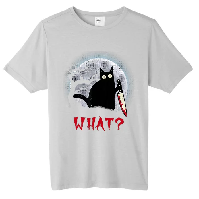 Cat What?Funny Black Cat With Knife Murderous Halloween Gift ChromaSoft Performance T-Shirt