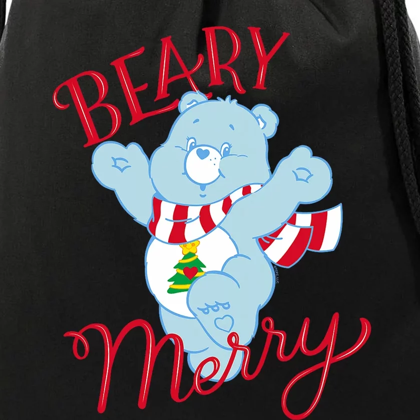 Christmas Wishes Bear Is Beary Merry Drawstring Bag