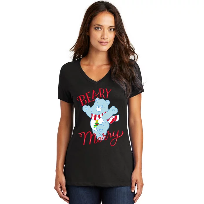 Christmas Wishes Bear Is Beary Merry Women's V-Neck T-Shirt