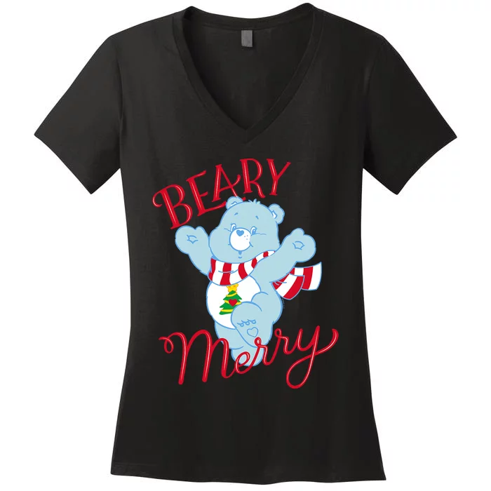 Christmas Wishes Bear Is Beary Merry Women's V-Neck T-Shirt