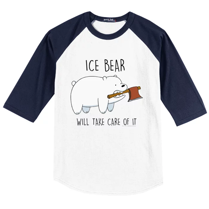 Cn We Bare Bears Ice Bear Will Take Care Of It Baseball Sleeve Shirt