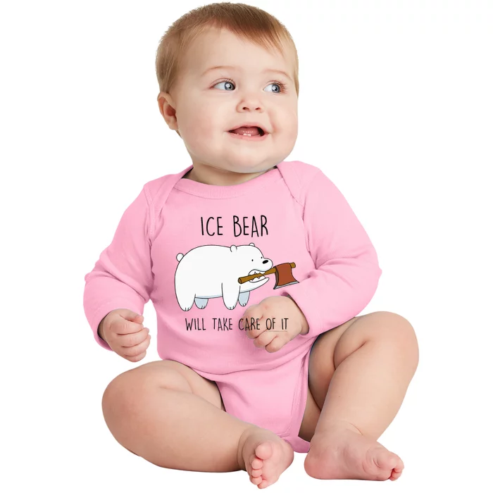 Cn We Bare Bears Ice Bear Will Take Care Of It Baby Long Sleeve Bodysuit